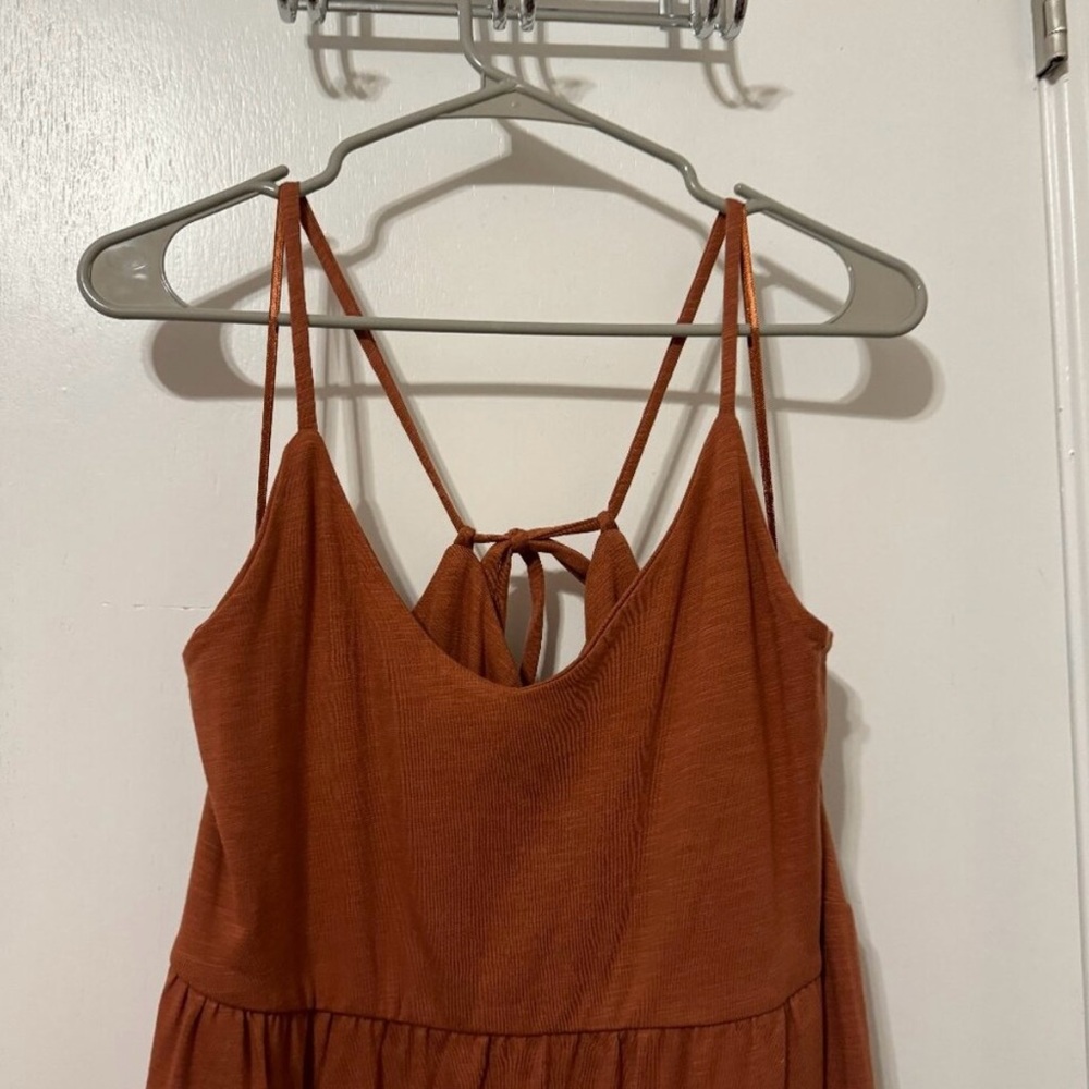 NWT Old Navy rust red tiered skirt spaghetti strap maxi dress